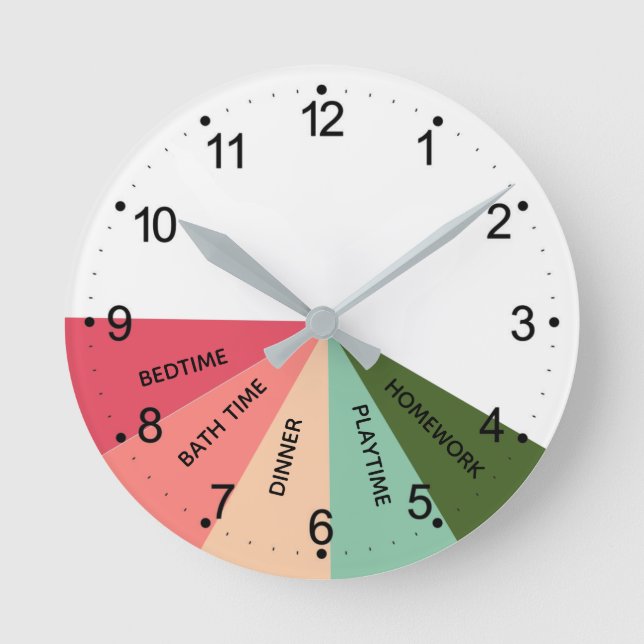 Daily Schedule Colours Round Clock  (Front)