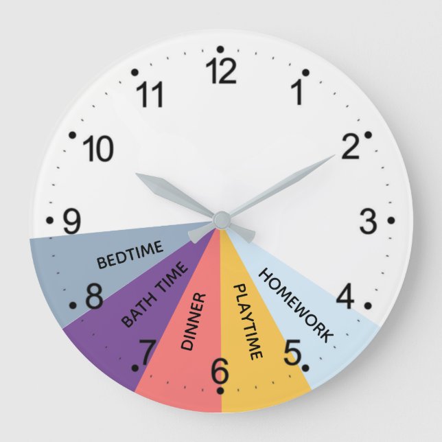 Daily Schedule Colours Round Clock (Front)
