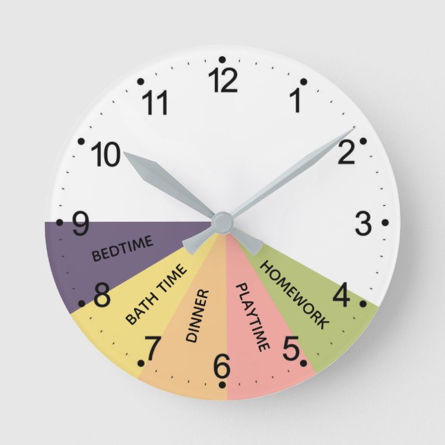 Daily Schedule Colours Round Clock (Front)