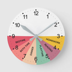Daily Schedule Colours Round Clock 