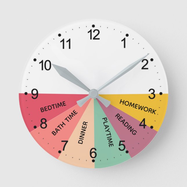 Daily Schedule Colours Round Clock  (Front)