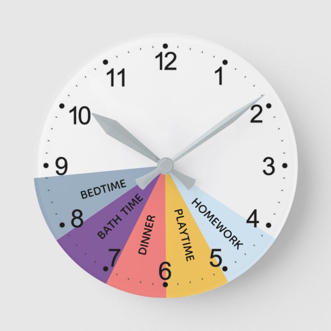 Daily Schedule Colours Round Clock (Front)