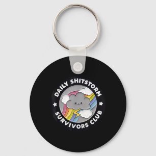 Daily Shitstorm Survivors Club Funny Rainbow Cloud Keychain
