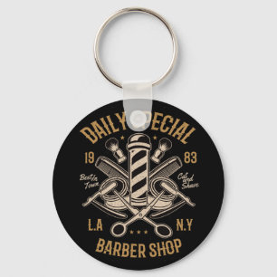 Daily Special Barber Shop LA NY Cut and Shave Keychain