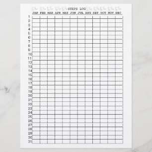 Daily Steps Log Sheets for Months for the Year