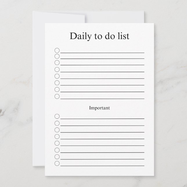 Daily to do list card (Front)