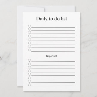 Daily to do list card