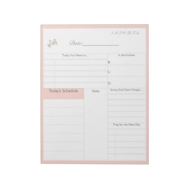 Daily To Do List Notepad - Pretty (Rotated)