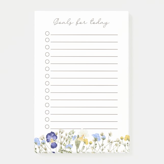 Daily to do list, Priorities list Floral  Post-it Notes (Front)