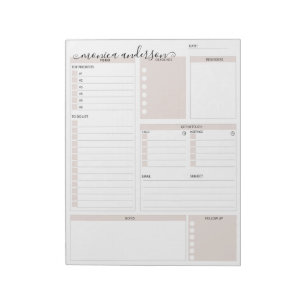 Daily To Do Planner Organizer monogram Notepad