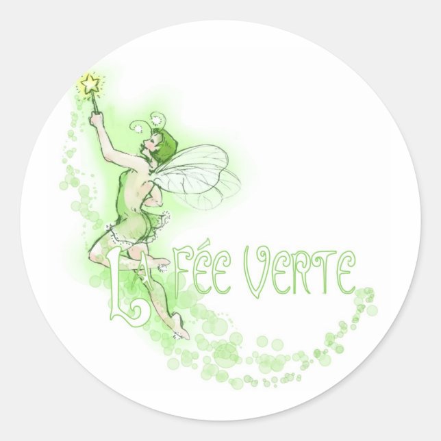 Dainty Absinthe La Fee Verte I Classic Round Sticker (Front)