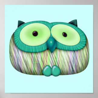 dainty aqua owl poster