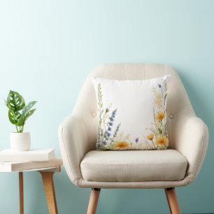Dainty Beauty: Willowy Wildflower And Grasses, Throw Pillow