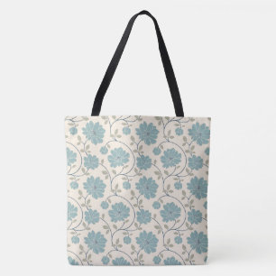 Dainty Blue Flowers on Cream Tote Bag