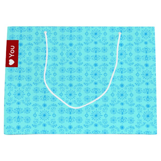 Dainty Blue on Teal Large Gift Bag (Front)