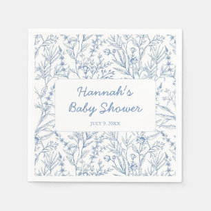 Dainty Blue Personalized Baby Shower Napkins