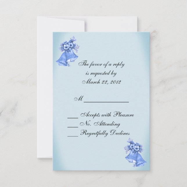 Dainty Blue Wedding Bells RSVP Card (Front)