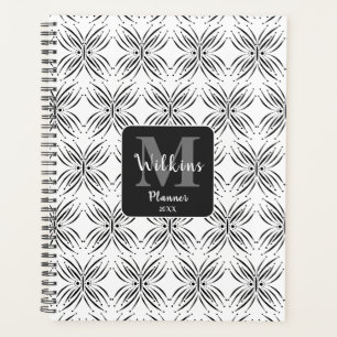 Dainty Butterfly Black White Personalized Monogram Planner