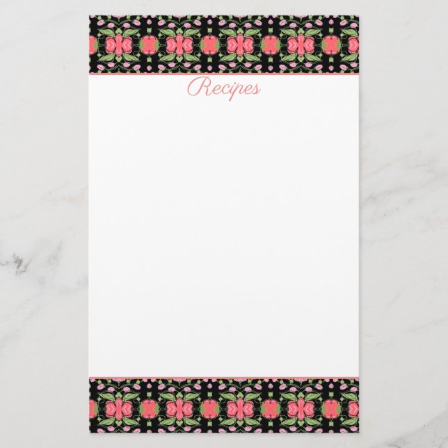 Dainty Coral Floral Stationery (Front)