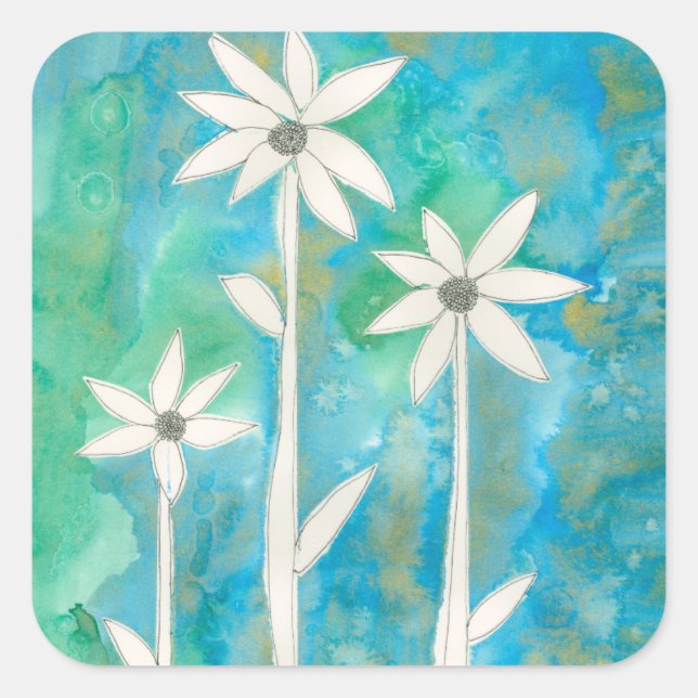 Dainty Daisies I Square Sticker (Front)