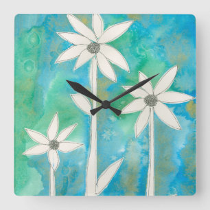 Dainty Daisies I Square Wall Clock