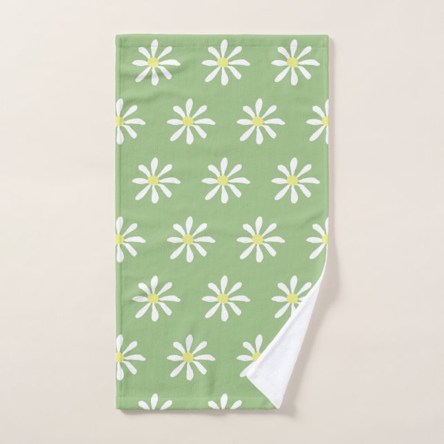 Dainty Daisy Hand Towel (Sage Green & White) (Hand Towel)