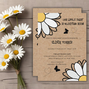 Dainty Daisy Minimalist Craft Baby Shower Invitation