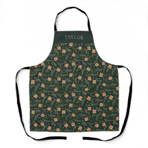 Dainty Ditsy Watercolor Floral Dark Green Pattern