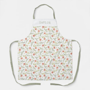 Dainty Ditsy Watercolor Floral Pastel Pattern Apron