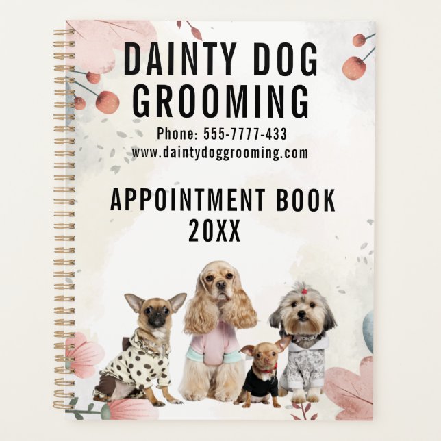 Dainty Dog Grooming Business Appointment Planner (Front)