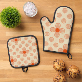 Dainty Dot Florals Oven Mitt & Pot Holder Set