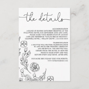 Dainty Elegance Wedding Details Insert Card