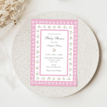 Dainty Floral Border Baby Shower Invitation