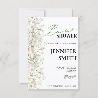 Dainty Floral Bridal Shower Invitation - Left Trim