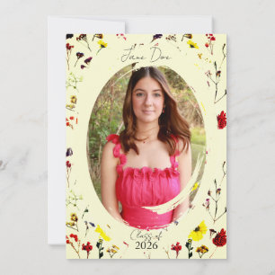 Dainty Floral Feminine Graduation Invitation