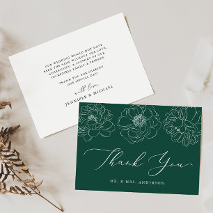 Dainty Floral Green Wedding Thank You Card