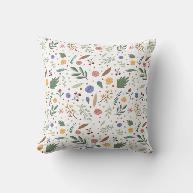 Dainty floral pattern throw pillow (Front)