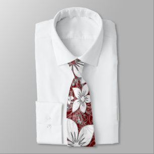 Dainty Floral Scroll on Red Tie