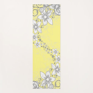 Dainty Floral Scroll on Yellow Yoga Mat