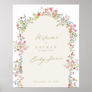 dainty floral spring baby shower welcome sign