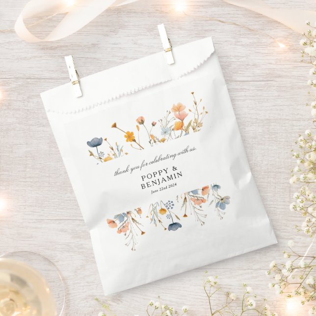 Dainty Floral Wildflower Wedding Favour Bag (Clipped)