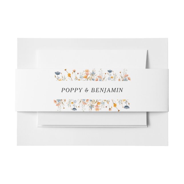 Dainty Floral Wildflower Wedding Invitation Belly Band (Front Example)