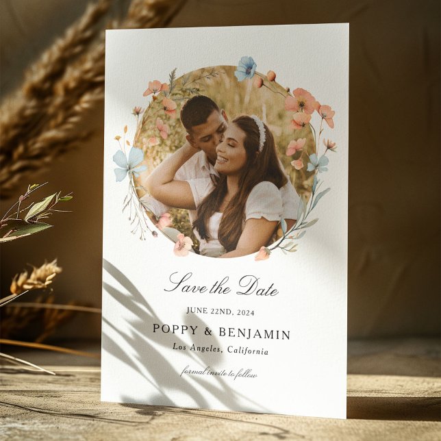 Dainty Floral Wildflower Wedding Save The Date (Creator Uploaded)