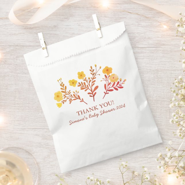 Dainty Florals Elegant THANK YOU BABY SHOWER Favour Bag (Clipped)