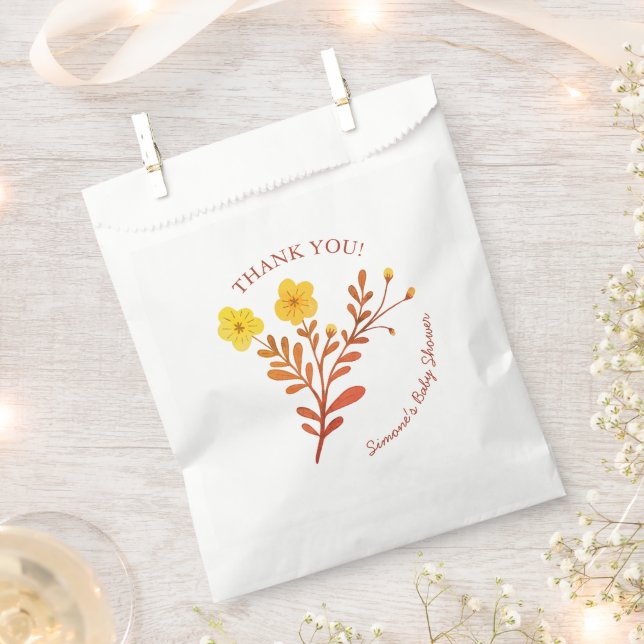 Dainty Florals Elegant THANK YOU BABY SHOWER Favour Bag (Clipped)