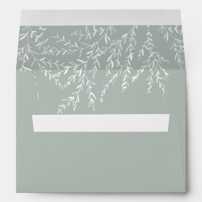 Dainty Foliage Greenery Wedding Envelope (Back (Bottom))