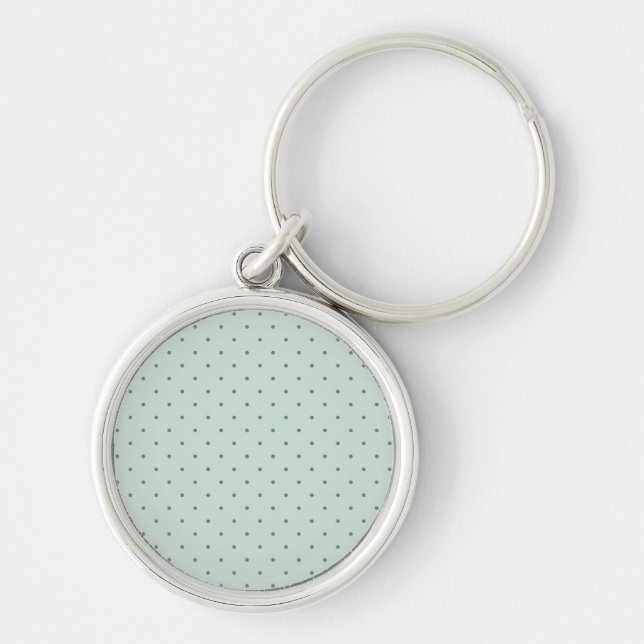 Dainty Green Polka Dots Pattern on a Lighter Green Keychain (Front)