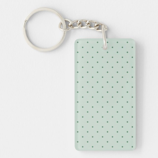 Dainty Green Polka Dots Pattern on a Lighter Green Keychain (Front)