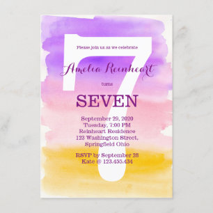 Dainty Kid's Birthday Party Watercolor Effect Invitation