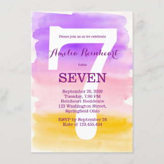 Dainty Kid's Birthday Party Watercolor Effect Invitation